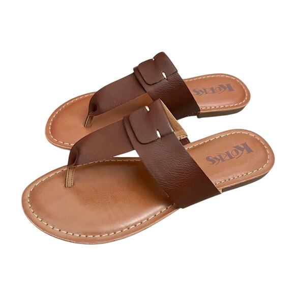 Korks Brown Flat Sandal Thong Slide Dawn Flip Flop New Kork Ease size 7 - Picture 2 of 7